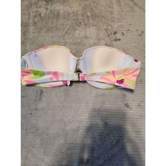 Victoria’s Secret Bikini Top 34B Strapless Floral Print Padded Bandeau Swimwear - Picture 2 of 3